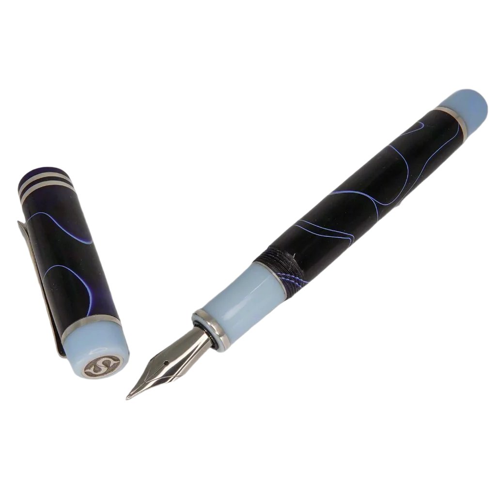 Silver Series Conway Stewart Blue with White Swirl 14