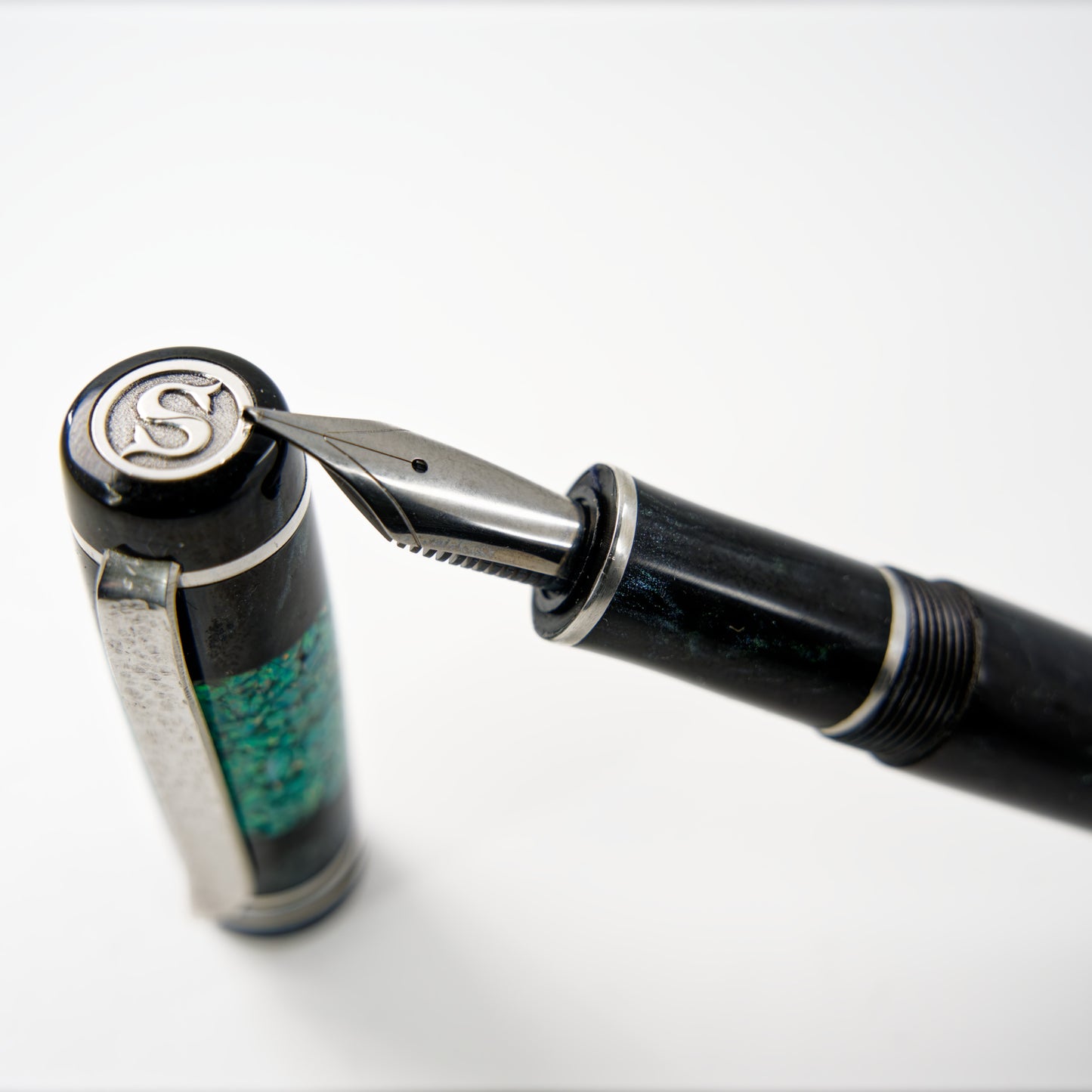 Premium Argentium Silver, Fountain Pen Opal Blitz 2 - Silverburl Pens
