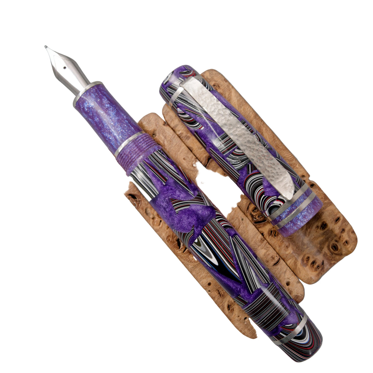 Premium Argentium Silver Fountain pens Vintage Jeep Fordite.