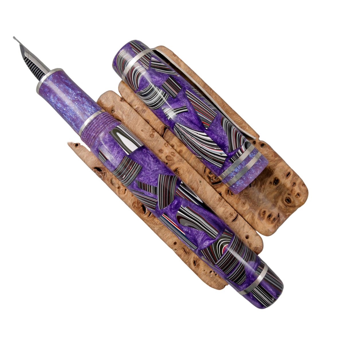 Premium Argentium Silver Fountain pens Vintage Jeep Fordite.