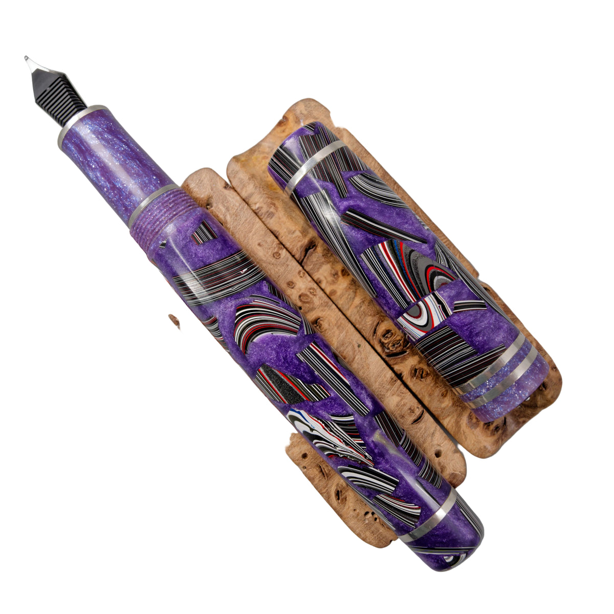 Premium Argentium Silver Fountain pens Vintage Jeep Fordite.