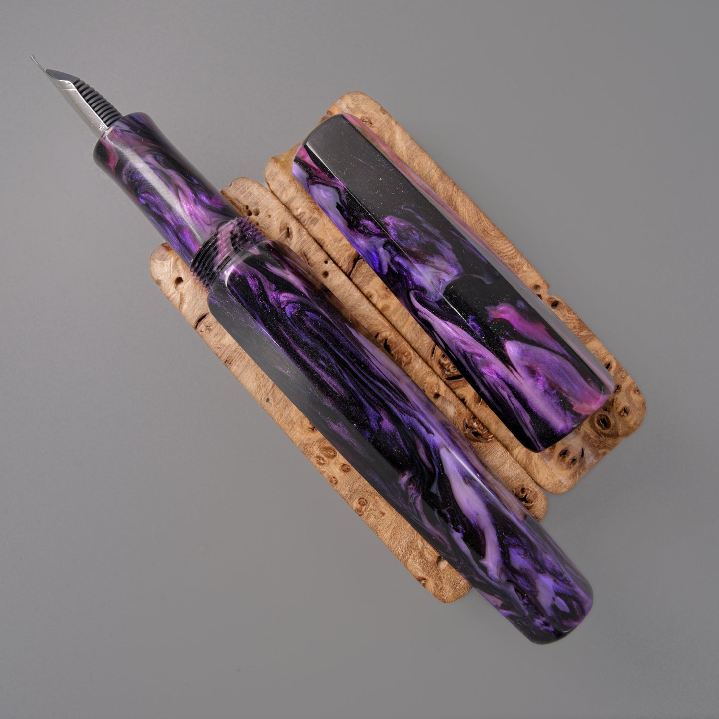 Dusky Orchid Abalone Hexagon Fountain Pen.
