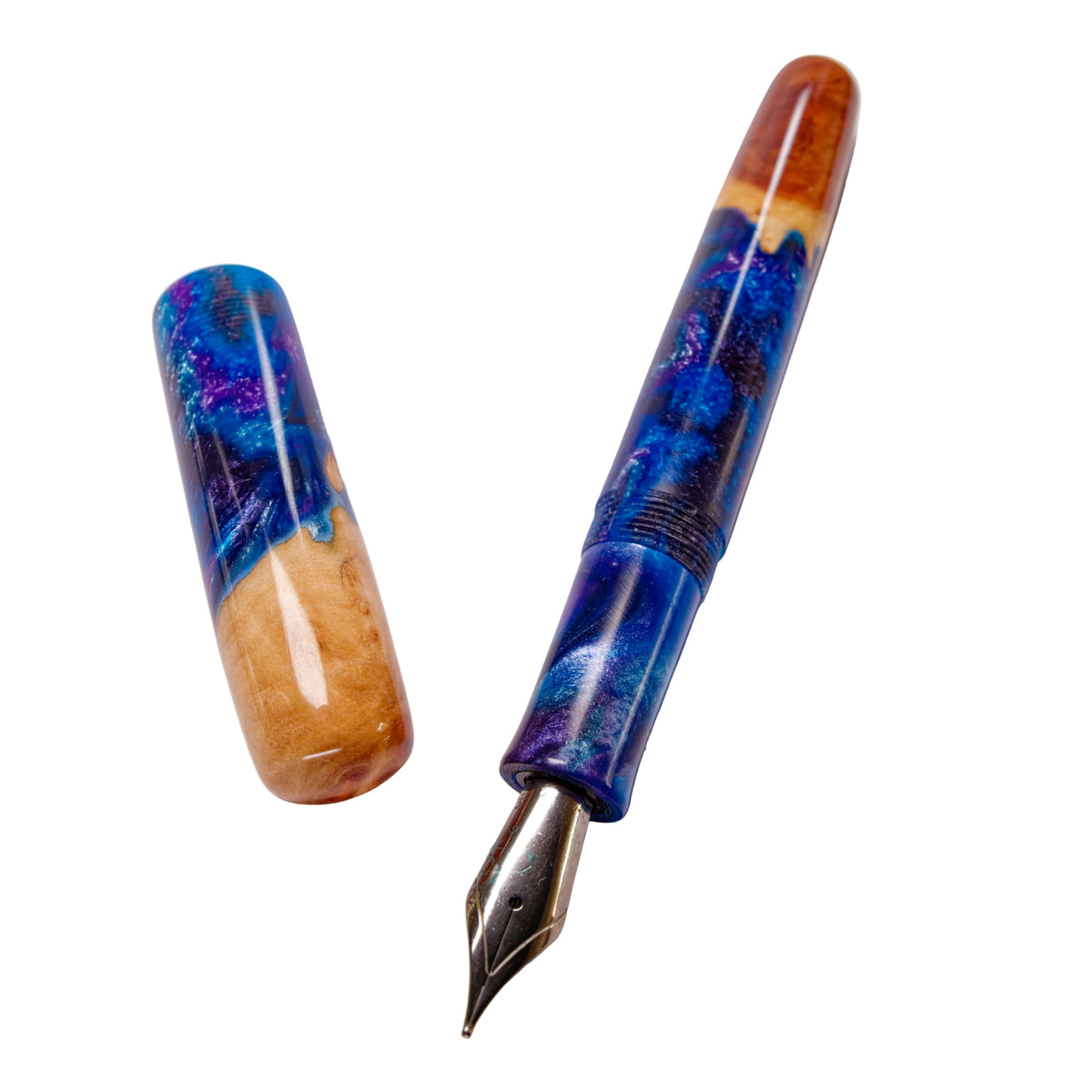 Wood Hybrid Fountain Pen, Majestic Blue Mix.