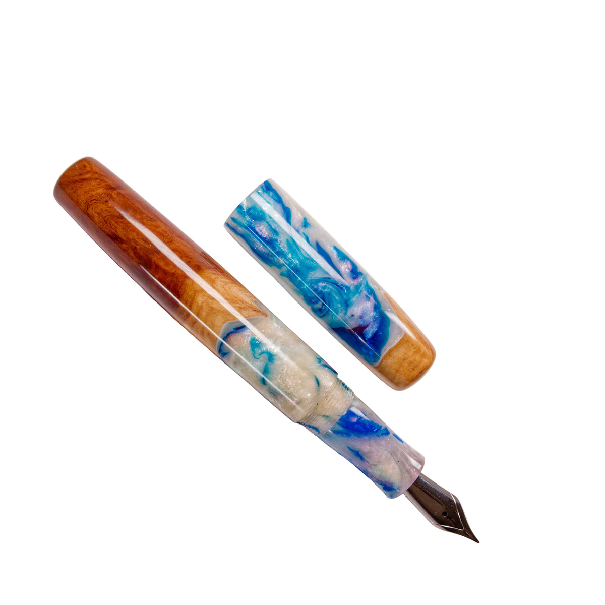 Wood Hybrid Fountain Pen, Blue Mother of pearl.