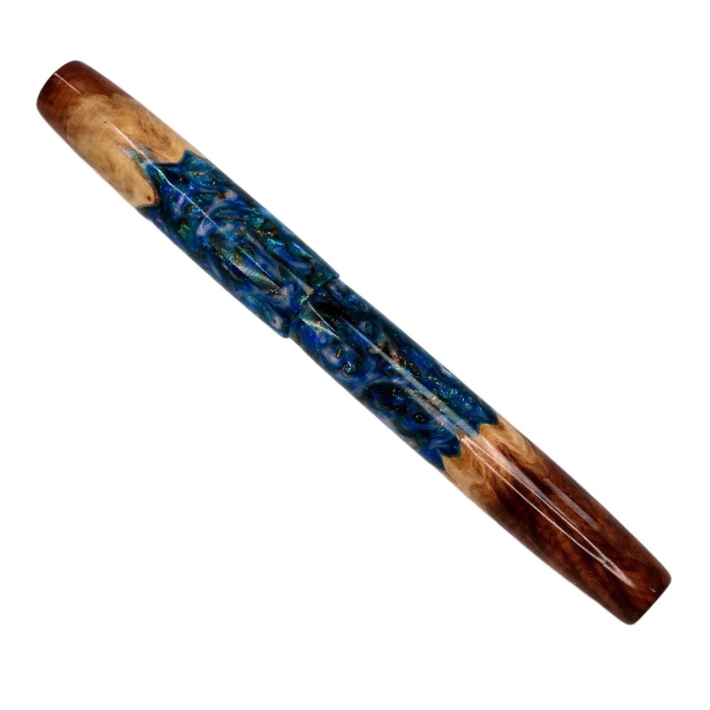 Wood Hybrid Red Mallee Burl and blue medley acrylic .