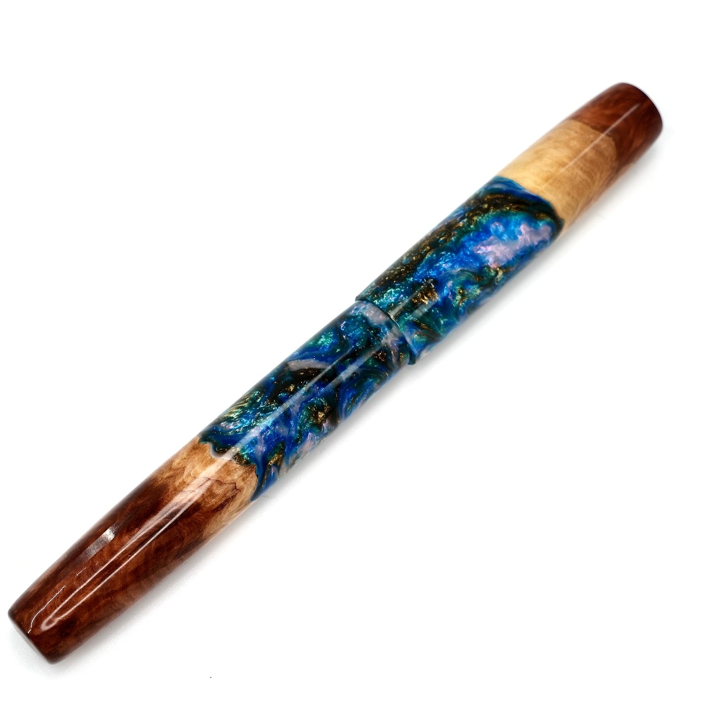 Wood Hybrid Red Mallee Burl and blue medley acrylic .