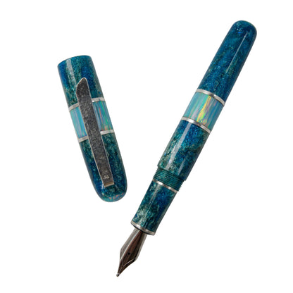 Premium Argentium Silver Fountain Pen, Opal Glory.