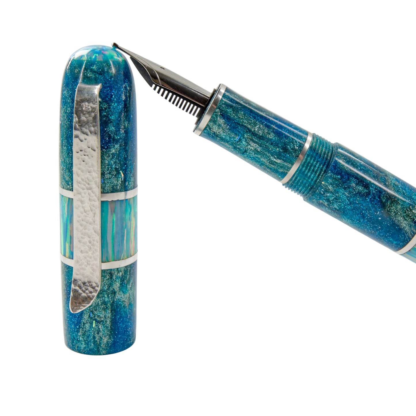 Premium Argentium Silver Fountain Pen, Opal Glory.