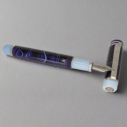 Silver Series Conway Stewart Blue with White Swirl 14