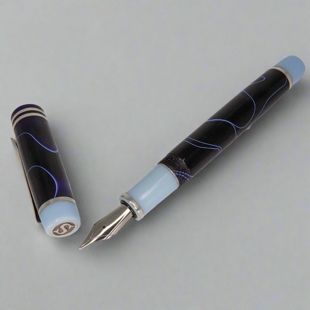 Silver Series Conway Stewart Blue with White Swirl 14