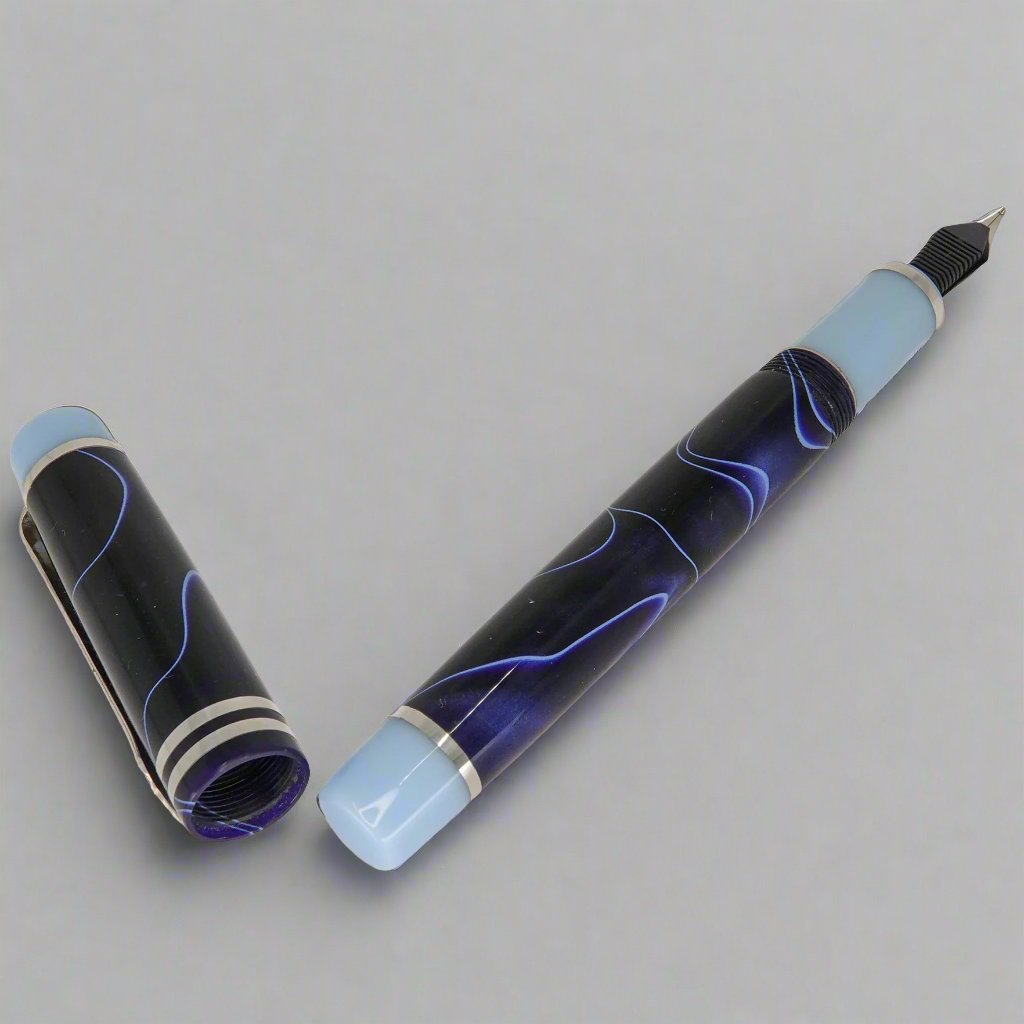 Silver Series Conway Stewart Blue with White Swirl 14