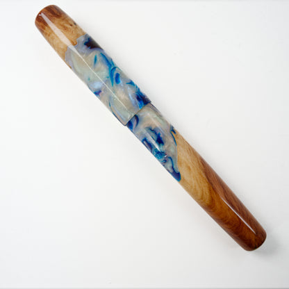 Wood Hybrid Fountain pen, Blue Abalone and Vasticola Burl. - Silverburl Pens
