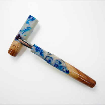 Wood Hybrid Fountain pen, Blue Abalone and Vasticola Burl. - Silverburl Pens