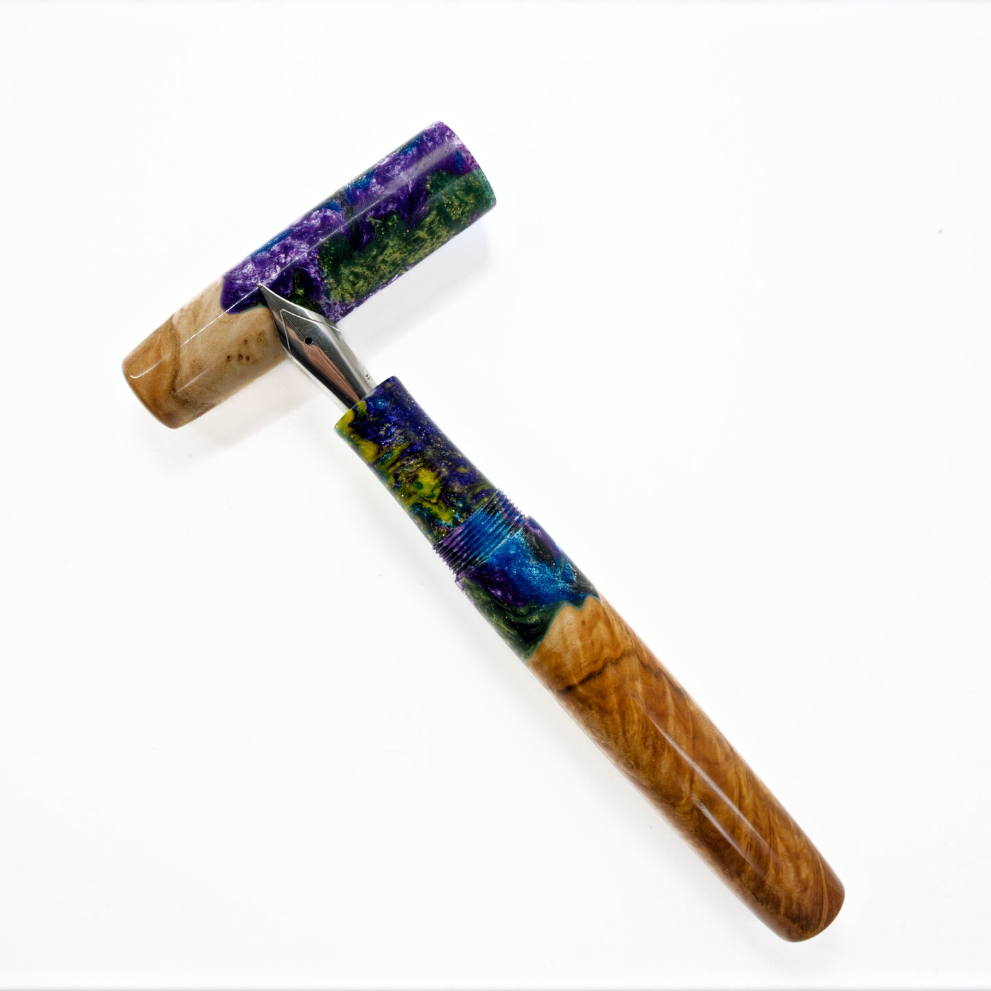 Wood Hybrid Fountain Pen Twilight Lagoon. - Silverburl Pens