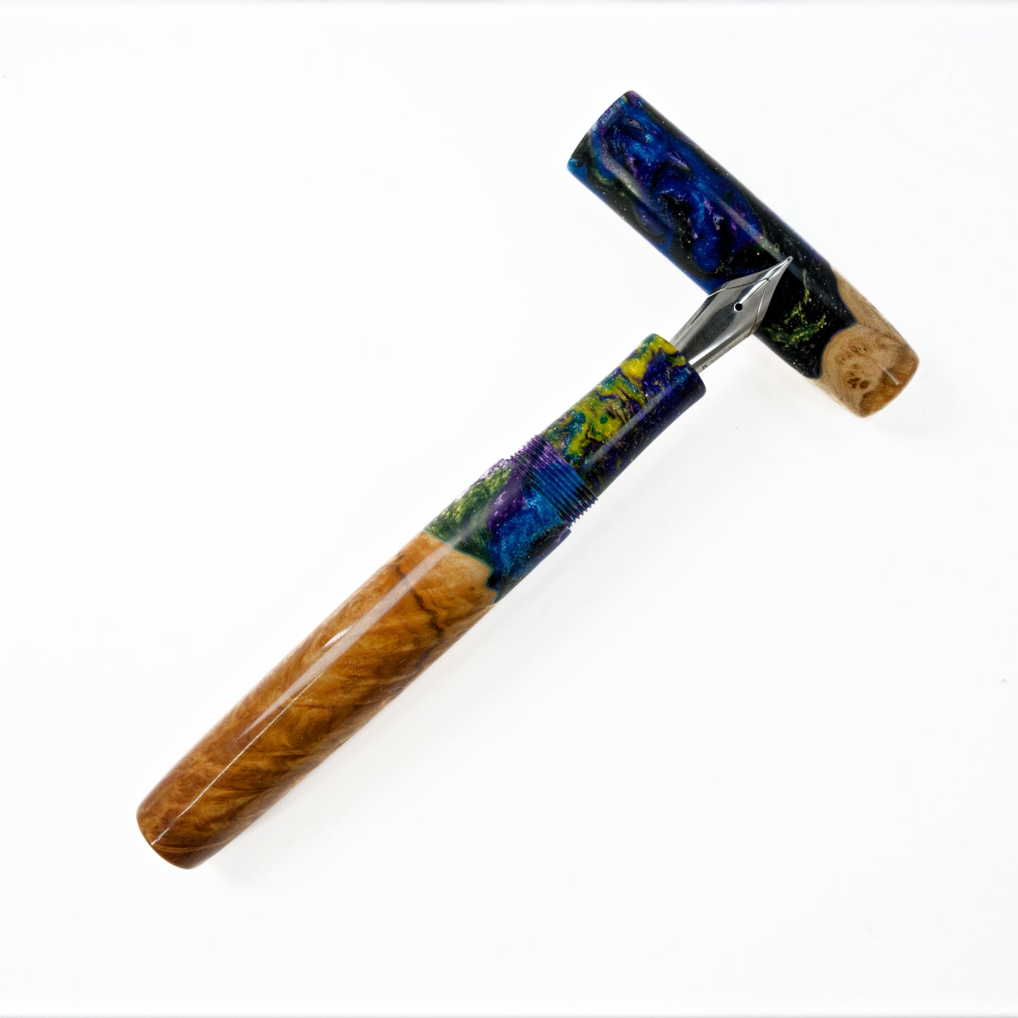 Wood Hybrid Fountain Pen Twilight Lagoon. - Silverburl Pens