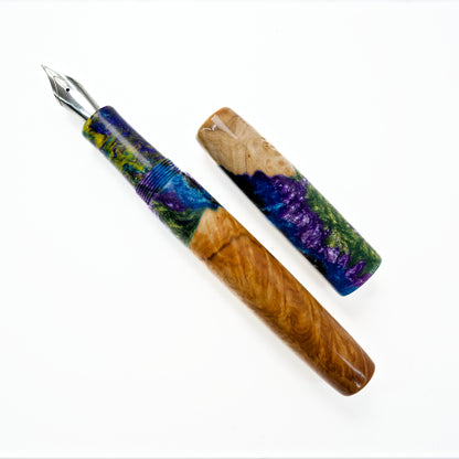 Wood Hybrid Fountain Pen Twilight Lagoon. - Silverburl Pens