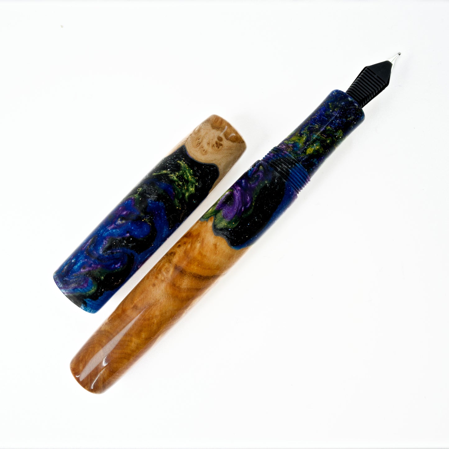 Wood Hybrid Fountain Pen Twilight Lagoon. - Silverburl Pens