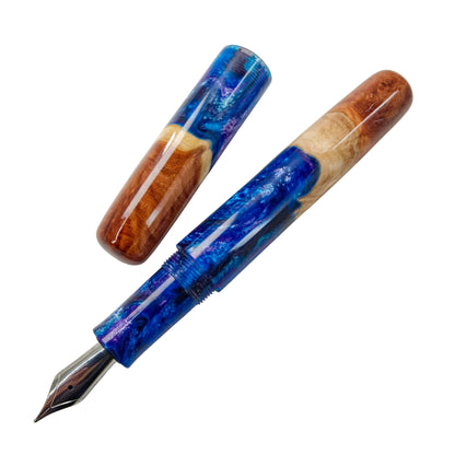 Wood Hybrid, Red Mallee Burl, Busy Blues.