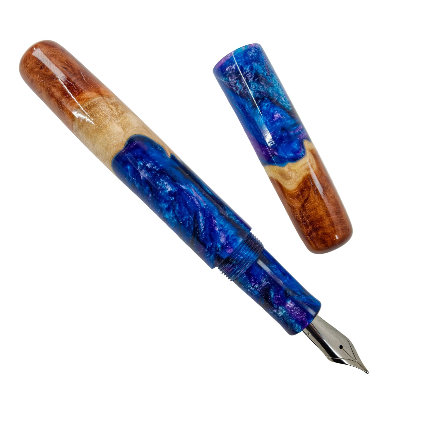 Wood Hybrid, Red Mallee Burl, Busy Blues.