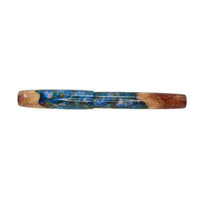 Wood Hybrid Red Mallee Burl and blue medley acrylic .