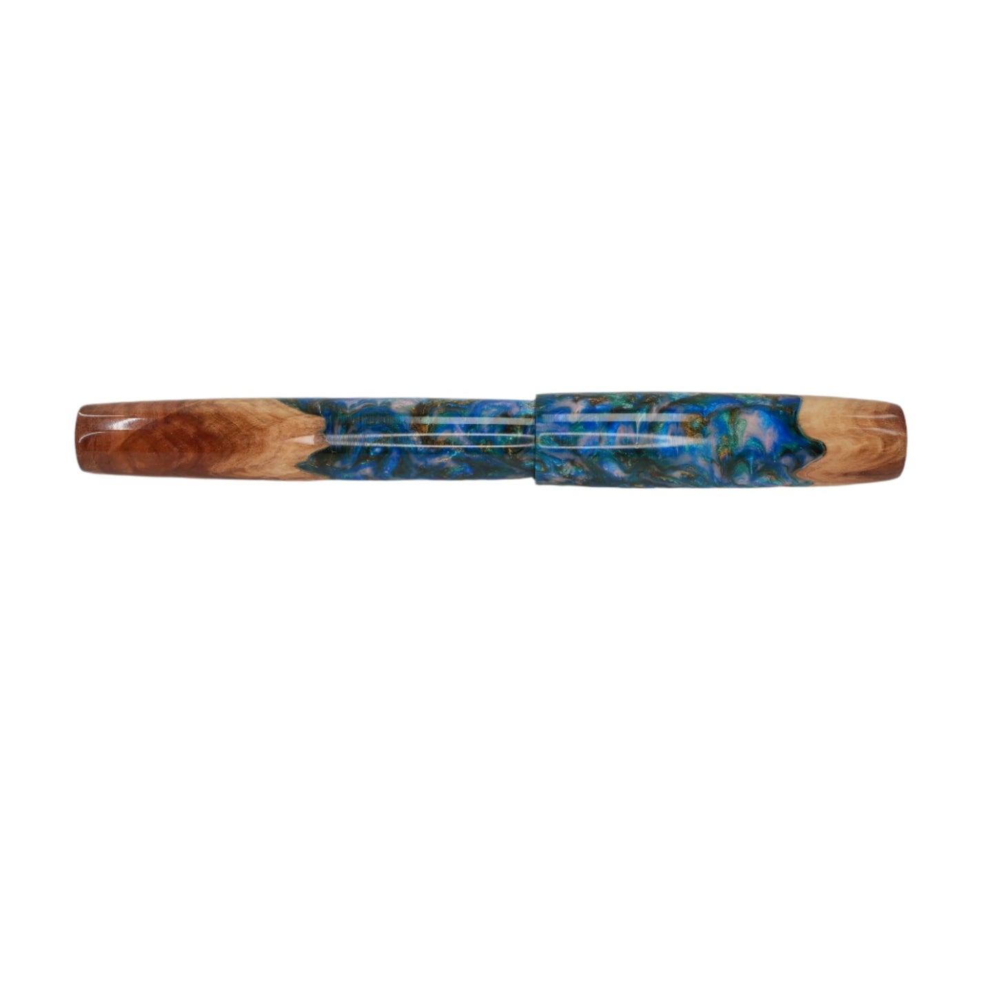 Wood Hybrid Red Mallee Burl and blue medley acrylic .