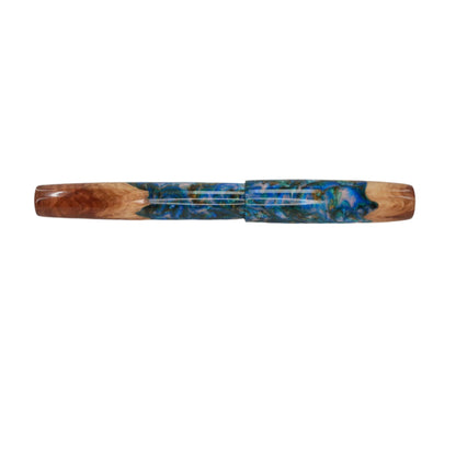 Wood Hybrid Red Mallee Burl and blue medley acrylic .