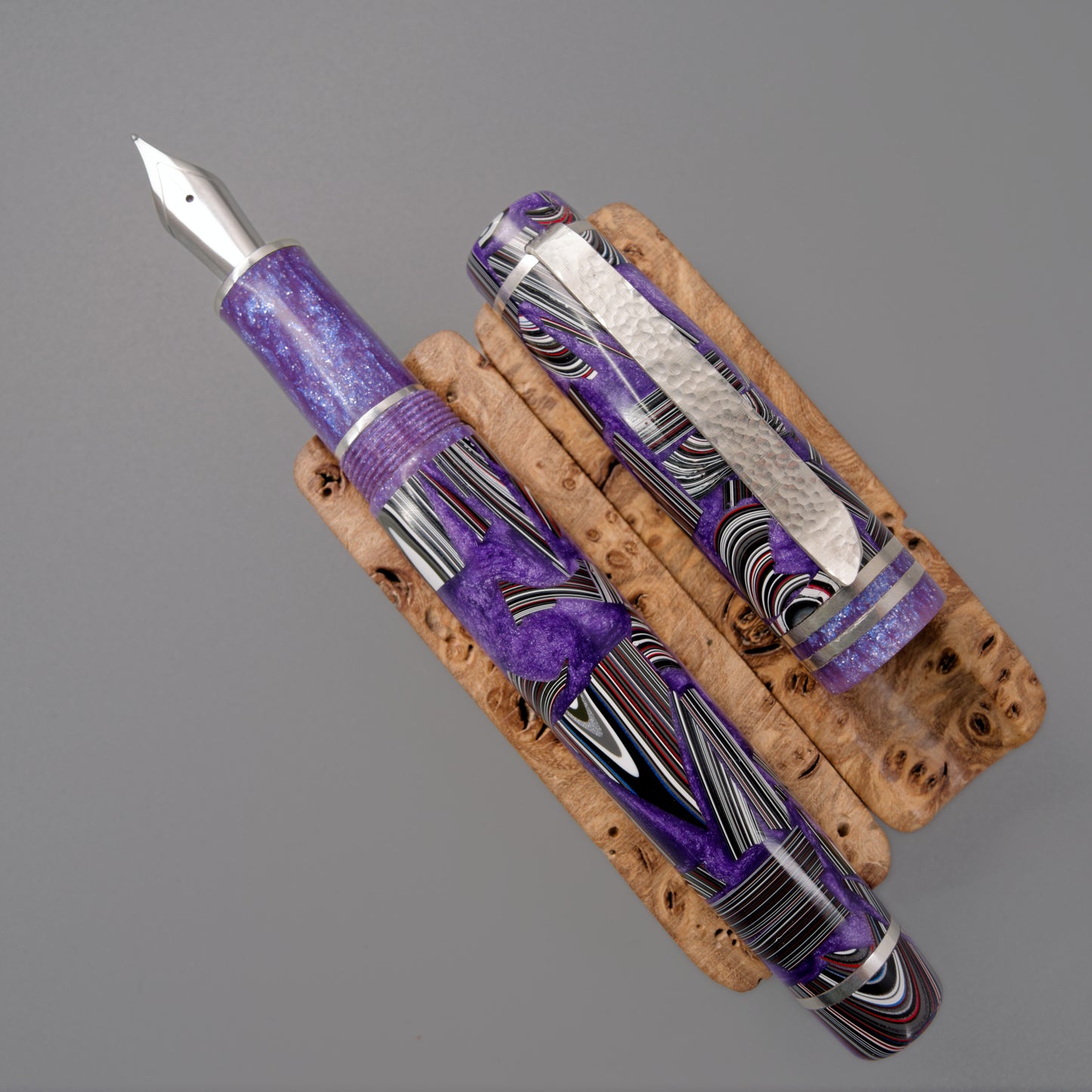 Premium Argentium Silver Fountain pens Vintage Jeep Fordite.