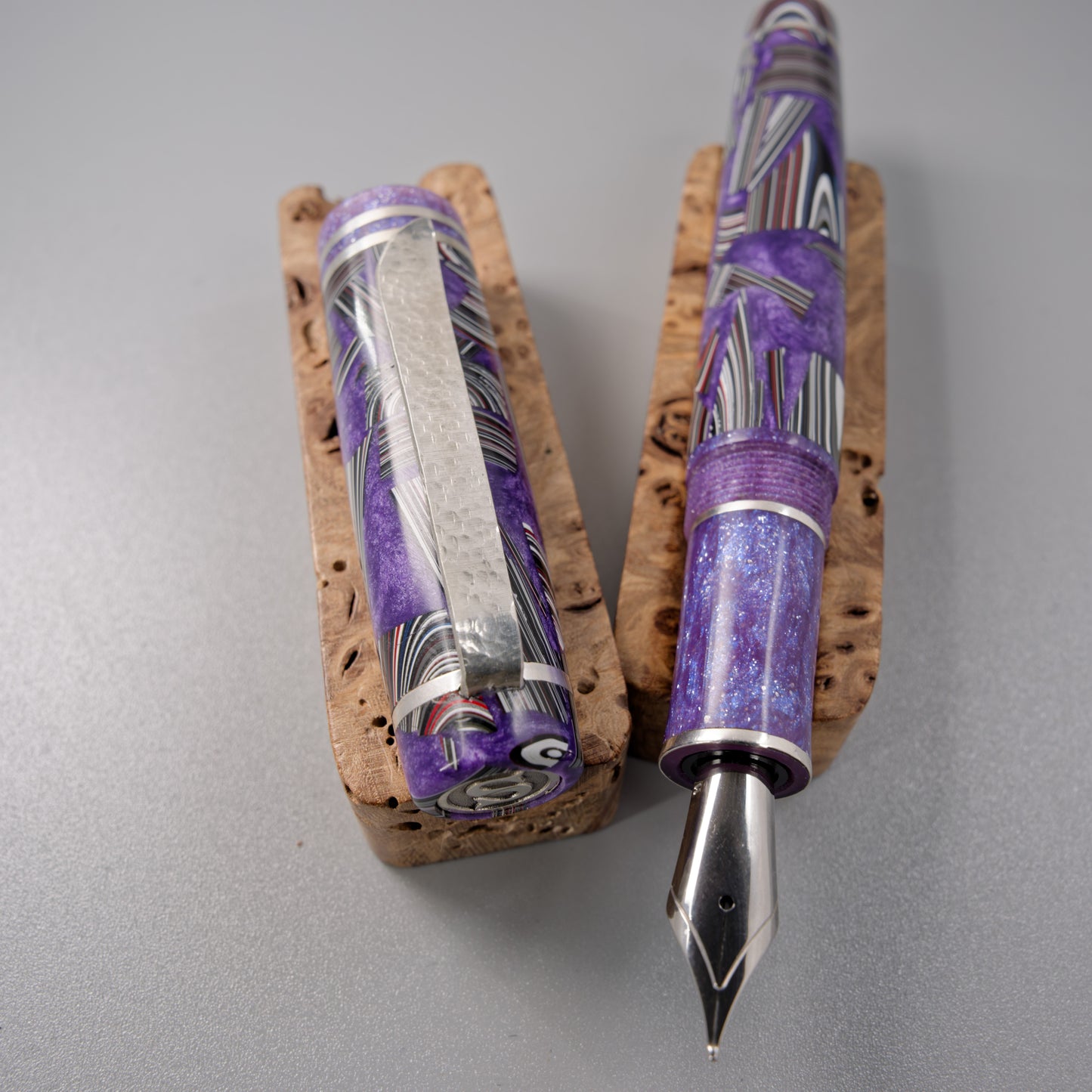 Premium Argentium Silver Fountain pens Vintage Jeep Fordite.