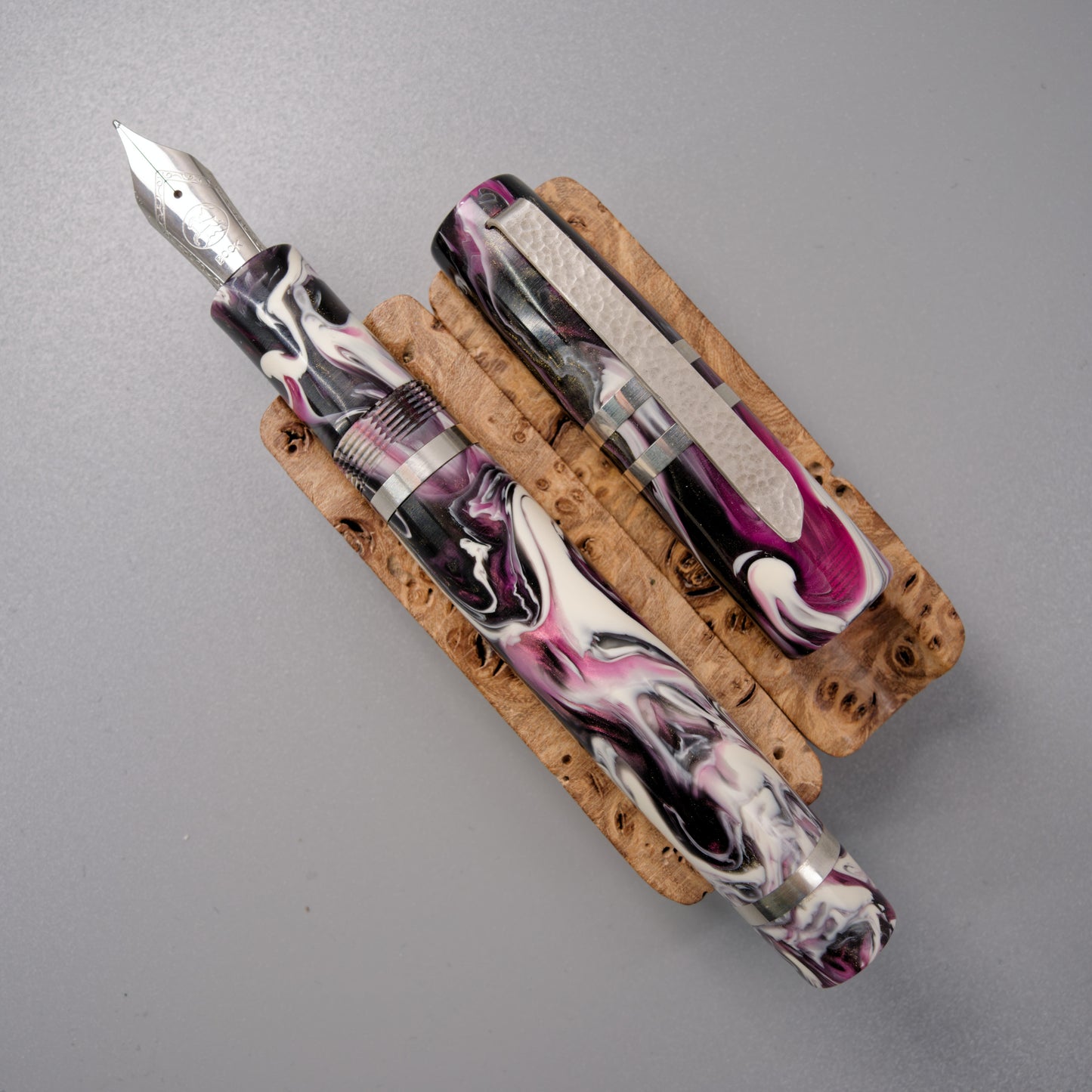 Premium Argentium Silver Fountain Pen, Arabian Knights Koi.