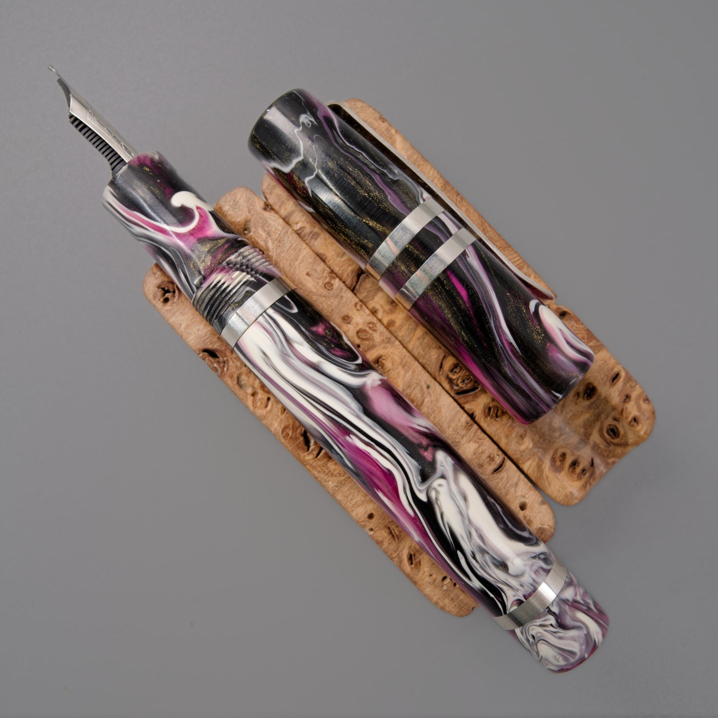 Premium Argentium Silver Fountain Pen, Arabian Knights Koi.