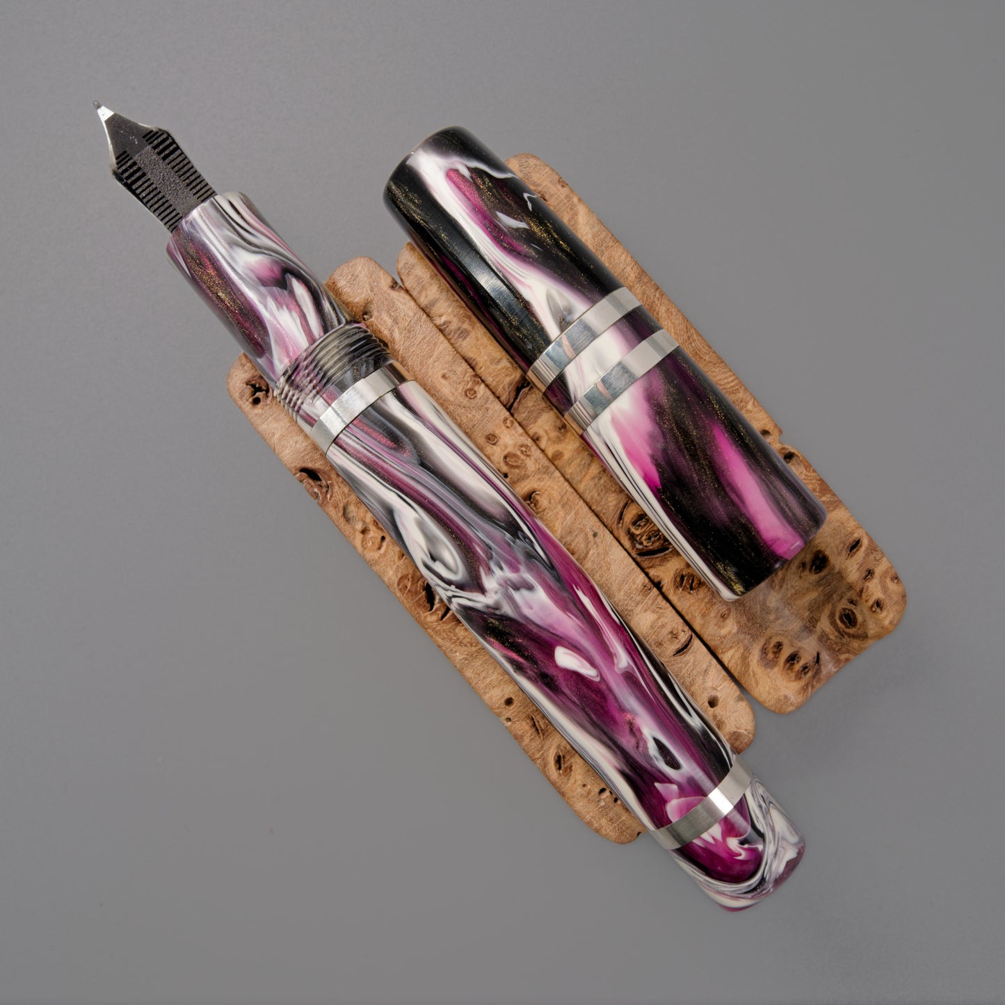 Premium Argentium Silver Fountain Pen, Arabian Knights Koi.