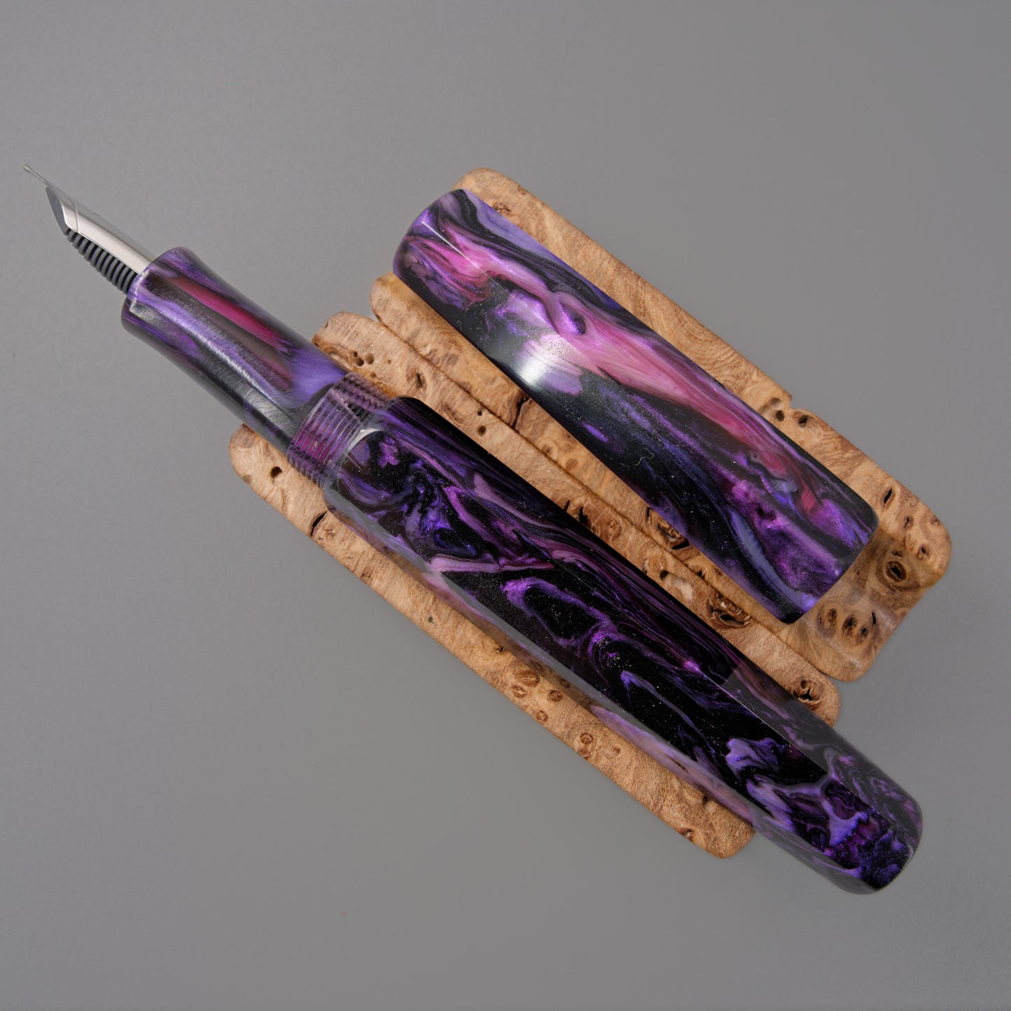 Dusky Orchid Abalone Hexagon Fountain Pen.