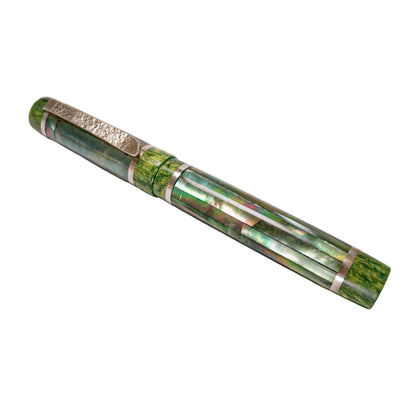 Green Fresh Water Mussel Shell, Hand Made Fountain Pen.