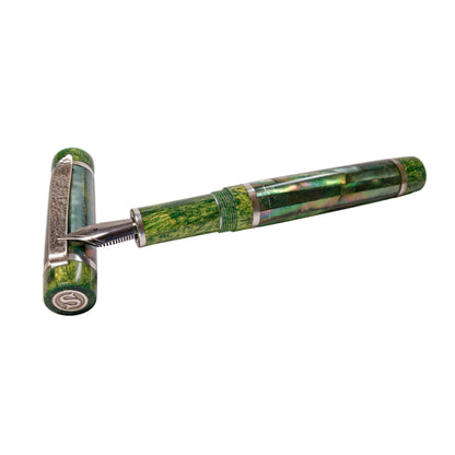 Green Fresh Water Mussel Shell, Hand Made Fountain Pen.