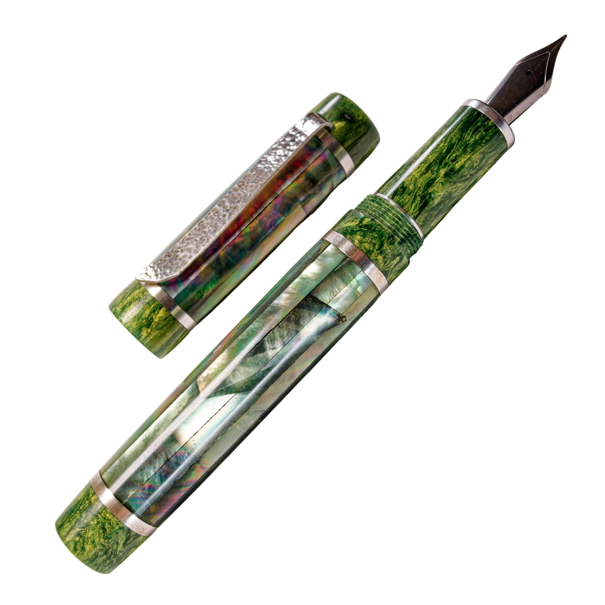 Green Fresh Water Mussel Shell, Hand Made Fountain Pen.