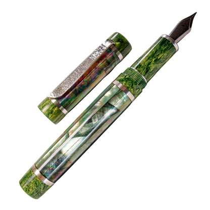 Green Fresh Water Mussel Shell, Hand Made Fountain Pen.