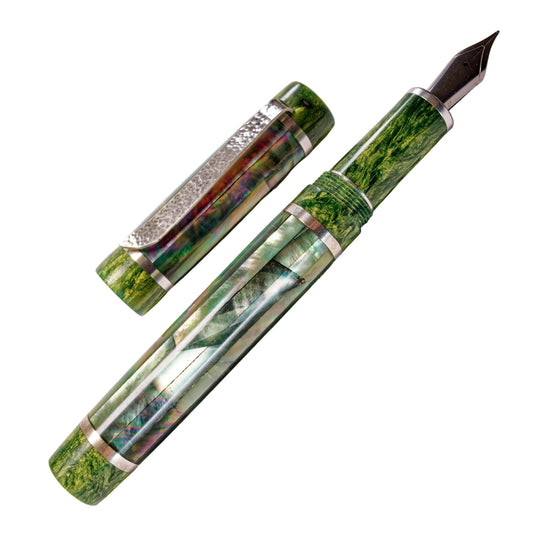 Green Fresh Water Mussel Shell, Hand Made Fountain Pen.