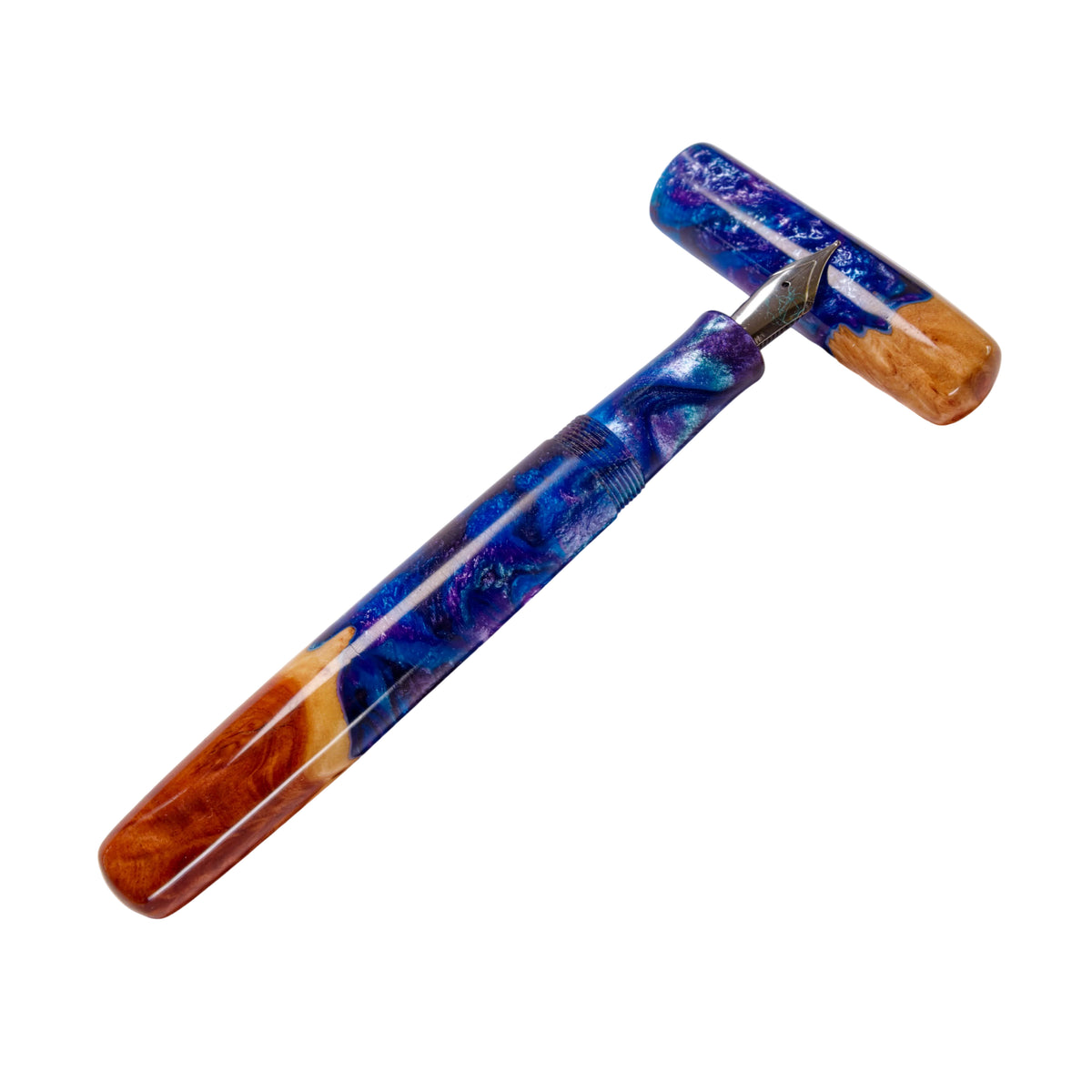 Wood Hybrid Fountain Pen, Majestic Blue Mix.