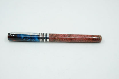 Dyed Buckeye Burl with Resin mixed coloured cap.