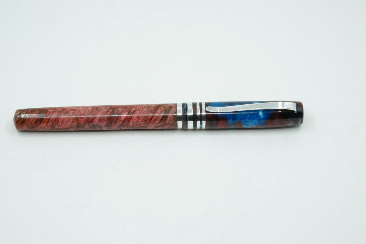 Dyed Buckeye Burl with Resin mixed coloured cap.